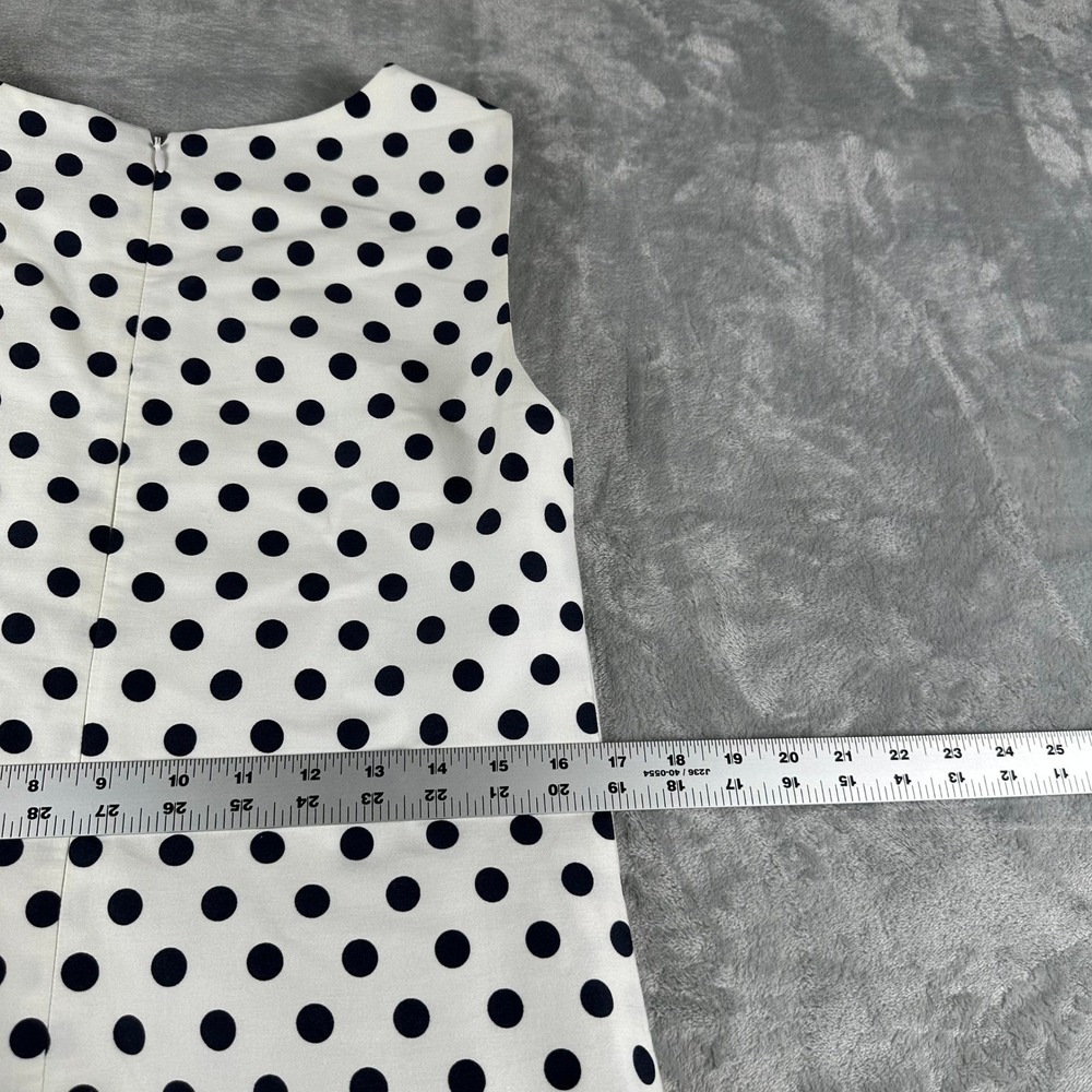 Tahari Arthur‎ S Levine Sheath Dress 6 White Black Polka Dot Colorblock Stripe - Picture 6 of 7
